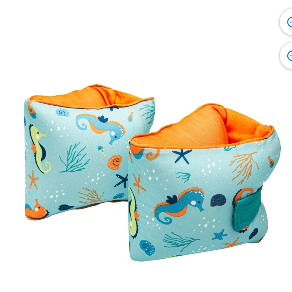 ☀️ 3/$15 SwimSchool Adjustable Child Arm Pool Inflatable Floaties Seahorse
